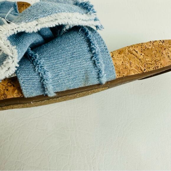 Lucky Brand Womens Floella Slip On Shoes Blue Chambray Sandals Slides Size 7 - Picture 10 of 10